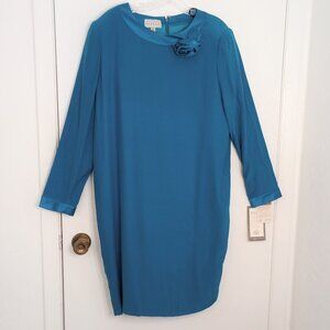 Adrianna Papell Vintage Blue Silk Shift Dress